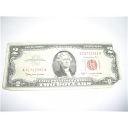 1963 SERIES $2 RED SEAL NOTE *SERIAL #A01762582A*!!