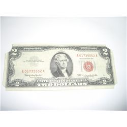 1963 SERIES $2 RED SEAL NOTE *SERIAL #A01735552A*!!