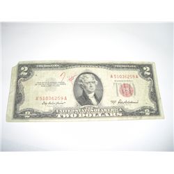 1953 SERIES A $2 RED SEAL NOTE *SERIAL #A51036259A*!!