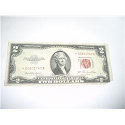 1953 SERIES STAR NOTE $2 RED SEAL STAR NOTE *SERIAL # *00801747A*!!