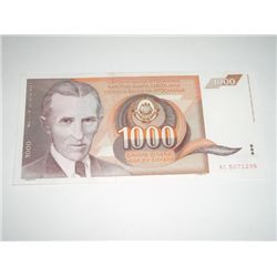 1990 YUGOSLAVIA 1000 DINARA NOTE BOOK VALUE $18.00 *EXTREMELY RARE UNC HIGH GRADE NOTE*!!
