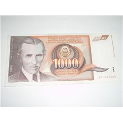 1990 YUGOSLAVIA 1000 DINARA NOTE BOOK VALUE $18.00 *EXTREMELY RARE UNC HIGH GRADE NOTE*!!