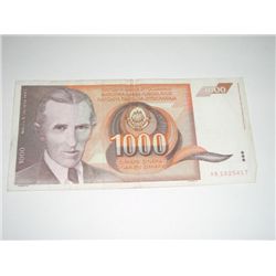 1990 YUGOSLAVIA 1000 DINARA NOTE BOOK VALUE $18.00 *EXTREMELY RARE UNC HIGH GRADE NOTE*!!