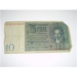1924 BERLIN GERMANY 10 MARK *EXTREMELY RARE HARD TO FIND NOTE*!!
