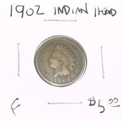1902 INDIAN HEAD RED BOOK VALUE IS $5.00 *FINE GRADE*!!