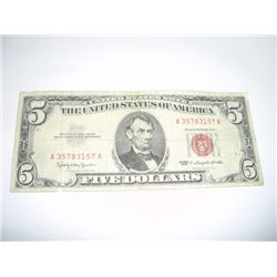 1963 SERIES $5 RED SEAL NOTE *SERIAL # A35783157A*!!