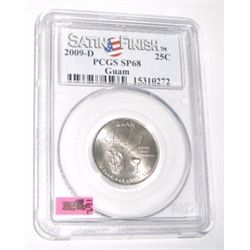 2009-D *GUAM* Territory Quarter RED BOOK VALUE IS $35.00 *CERTIFIED BY PCGS SATIN FINISH SP68*!!