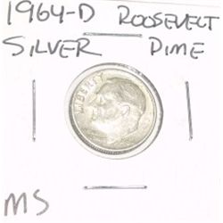 1964-D ROOSEVELT SILVER DIME *RARE MS HIGH GRADE*!!