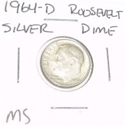 1964-D ROOSEVELT SILVER DIME *RARE MS HIGH GRADE*!!