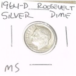 1964-D ROOSEVELT SILVER DIME *RARE MS HIGH GRADE*!!