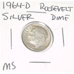 1964-D ROOSEVELT SILVER DIME *RARE MS HIGH GRADE*!!