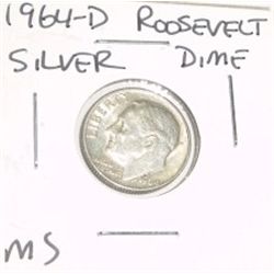 1964-D ROOSEVELT SILVER DIME *RARE MS HIGH GRADE*!!