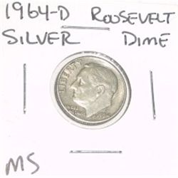 1964-D ROOSEVELT SILVER DIME *RARE MS HIGH GRADE*!!