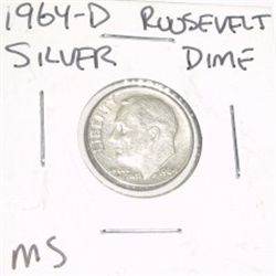 1964-D ROOSEVELT SILVER DIME *RARE MS HIGH GRADE*!!