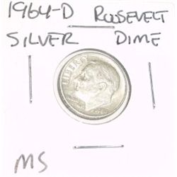 1964-D ROOSEVELT SILVER DIME *RARE MS HIGH GRADE*!!