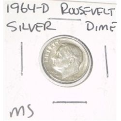 1964-D ROOSEVELT SILVER DIME *RARE MS HIGH GRADE*!!