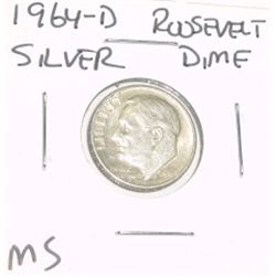 1964-D ROOSEVELT SILVER DIME *RARE MS HIGH GRADE*!!