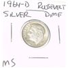 Image 1 : 1964-D ROOSEVELT SILVER DIME *RARE MS HIGH GRADE*!!