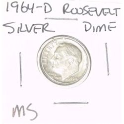 1964-D ROOSEVELT SILVER DIME *RARE MS HIGH GRADE*!!