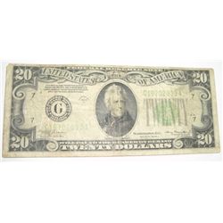 1934 SERIES A TWENTY $20 U.S. FEDERAL RESERVE NOTE *RARE HIGH GRADE* SERIAL # G19702033A!!