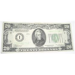 1934 SERIES TWENTY $20 U.S. FEDERAL RESERVE NOTE *RARE CRISP BILL HIGH GRADE* SERIAL # I08601373A!!
