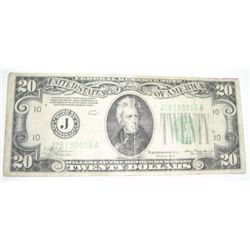 1934 SERIES TWENTY $20 U.S. FEDERAL RESERVE NOTE *RARE NICE BILL* SERIAL # J28180056A!!