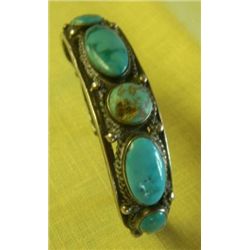 Early Pawn Navajo Bracelet with seven Turquoise Stones