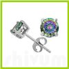 Image 1 : Genuine 2.20 ctw Mystic Topaz Round Earring Stud 14kt