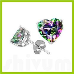 Genuine 2.10 ctw Heart Shape Mystic Topaz Earring 14kt