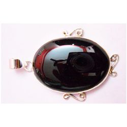 Natural 10.10g Black Onex Oval .925 Sterling Pendant