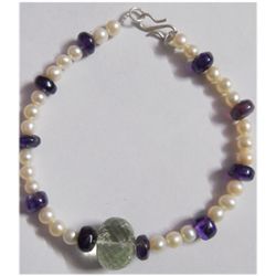 Natural 80.85ct Pearl/Amethyst/Semi Precious Bracelet .