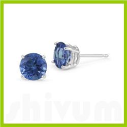 Genuine 1.90 ctw Sapphire Stud Earrings 14kt Gold-White