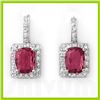 Image 1 : Genuine 3.55 ctw Pink Tourmaline Diamond Earrings 14kt