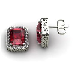 Genuine 3.70 ctw Garnet Diamond Earring 14k W/Y Gold
