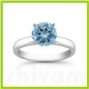 Image 1 : Genuine 2.50 ctw Blue Topaz Solitaire Ring 14kt 8mm