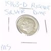 Image 1 : 1963-D ROOSEVELT SILVER DIME *RARE MS HIGH GRADE*!!