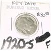Image 1 : 1920-S BUFFALO NICKEL RED BOOK VALUE IS $30.00 *EXTREMELY RARE KEY DATE - FINE GRADE*!!