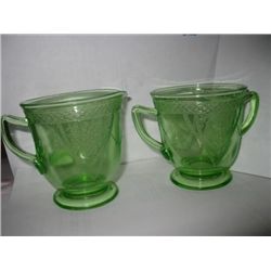 Antique Creamer and Sugar Depression Glass