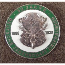 GERMAN HUNTING ASSN 50 YR BADGE UNDER NAZI REGIME