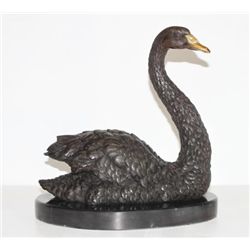 Delightful Bronze Sculpture Single Swan