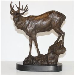 Glorious Bronze Sculpture Single Standing Elk