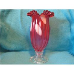 Beautiful Hand made Red Opal Glass Vase