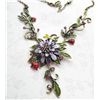 Image 2 : Beautiful Enamel and Crystal Floral Design Necklace