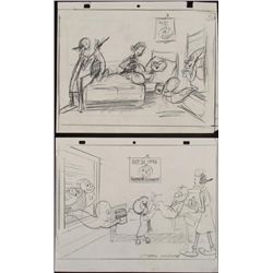 Popeye Orig Production Drawing & Sketch Waldman Signed