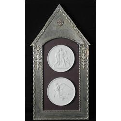 Classical Greek Porcelain Relief Wooden Wall Hanging