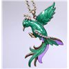 Image 1 : Nostalgic Green Enameled and Crystal Phoenix Pendant