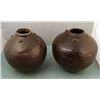 Image 1 : Pair of Old Rustic Pottery Urns Vases Brown