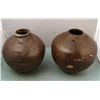 Image 2 : Pair of Old Rustic Pottery Urns Vases Brown