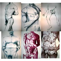 6 Lowell Nesbitt Signed Art Prints Set Gay Nudes 1979