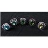 Image 1 : 5 Sterling Rings, Blue Topaz, Green Peridot